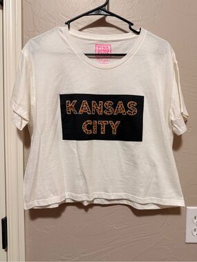 White 'Kansas City' Crop Top with Leopard Print